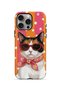 iPhone 15 Pro Max Vorian Double Layer Orange Retro Cat Case