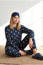 Women's Duck Navy Blue 100% Cotton Long Sleeve Pajama Set Pjm-00000024 - 4