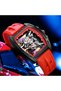 2PC Luxury Style Tonneau Quartz Watch for Men and Teens – Industrial Barrel Case, Multicolored Hollow Skeleton Dial, Durable Silicone Sport Strap - 2
