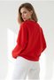 Women's Red Wide V-Neck Flowy Basic Blouse Blz-19003470 - 5