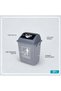 Square Plastic Waste Bin with Push Lid Dustbin for Kitchen 20L 33 x 23 x 35 cm Grey - 2