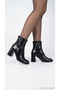Women's Boots Wrinkled Patent Leather Pointed Toe Thick Heeled Zippered Short Boots Bootie Stylish Evening Dress Casual Trb-96 - 3