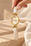 Ganios Cream Strap Gold Color Geometric Case Women's Wristwatch – Minimal and Elegant Design - 4