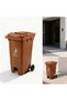 Heavy Duty Wheeled Plastic Garbage Bin Outdoor Trash Can 240L Brown - 5