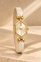 Ganios Cream Strap Gold Color Geometric Case Women's Wristwatch – Minimal and Elegant Design - 2