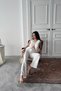 Linen Single Button Vest-Pants Suit - White