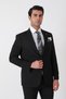 Slim Fit Double Slit Stretchy Wool Plain Black Suit Tk 948 - 5
