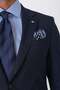 Slim Fit Mono Collar Double Slit Flexible Wool Navy Blue Suit Tk 947 - 6