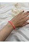 Neon Pink Polymer Clay Disc Beaded Gold Heart Detailed Bracelet – Colorful Summer Elastic Women's Jewelry
