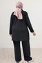67079 Large Size Button Detailed Modal Trousers Suit - Black - 7