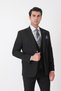 Slim Fit Double Slit Flexible Wool Black Vest Suit Tk 958 - 5