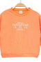 Girl's Orange Long Sleeve Sweatshirt - Basic Comfortable Sweatshirt with Bow Pattern - 5