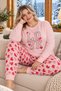 Salmon Love Patterned Luxury Thermal Plus Size Women's Pajama Set