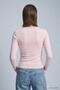 Bicycle Neck Basic Βαμβακερό Κορδελωτό Μπλουζάκι 522 Ροζ - 4