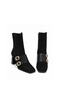 Genuine Leather Double Buckle Heeled Women's Boots 346 Black Suede (Black Suede) - 4