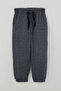 Boy's Sweatpants with Lace Accessories, Elastic Waist and Cuffs, 1-4 Years Old, Dark Gray Melange