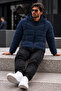 Men's Hooded Thick Winter Navy Blue Puffer Jacket - 6
