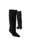 Marone Women's Black Suede Pointed Toe Short Thin Heeled Boots - 4