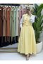 Women's Hijab Crepe Fabric Yellow Two-Piece Set - 2