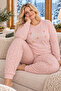 Salmon Forever You Patterned Luxury Thermal Plus Size Women's Pajama Set