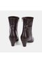 Women's Brown Draped Pointed Toe Leather Heeled Boots - 5