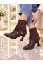 Thin Heel Boots with Hanging Elastic Accessories - 3