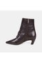 Women's Brown Draped Pointed Toe Leather Heeled Boots - 3