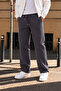 3 Threaded Side Piping Adjustable Bagg Men's Anthracite Sweatpants with Stopper Cuffs