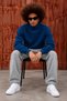 Men's Full Turtleneck Oversize Blue Knitwear Sweater - 4