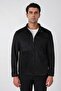 Slim Fit Side Pockets High Collar Black Suede Coat Mt 187