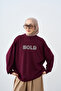 Women's Stone Embroidered Crew Neck Sweatshirt Purple