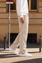 3 Threaded Side Piping Adjustable Bagg Men's Beige Sweatpants with Stopper on the Legs - 4