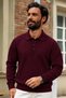 Men's Long Sleeve Polo Collar Claret Red Sweater