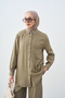 Women's Collar Stone Detailed Tencel Suit Green - 3