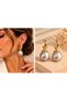 Women's Gold Silver Color Dangle Earrings – Large Globe Detailed Hoop Statement Earrings - 2