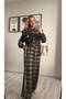 Vintage Naturel Written Black Plaid Top and Bottom Set