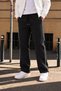 3-Thread Side Piping, Adjustable Cuffs with Stoppers, Bagg Men's Black Sweatpants