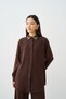Women's Collar Stone Detailed Tencel Suit Brown - 3