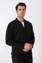 Comfort Fit Zippered Pocket Wool Black Cardigan Tr 896 - 5