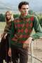 Men's Polo Collar Wool Sweater with Diamond Pattern on the Front K.Yosun