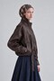 Belted Bomber Leather Jacket Dark Brown - 2