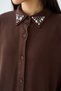 Women's Collar Stone Detailed Tencel Suit Brown - 6