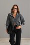 Anthracite Smoked Cardigan with Striped Collar and Sleeves - 261088 - 4