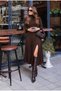 Fisherman neck strawberry knit single slit dress - 2