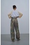 Women's Khaki Camouflage Patterned Trousers with Adjustable Leg Detail - 6