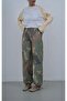 Women's Khaki Camouflage Patterned Trousers with Adjustable Leg Detail