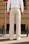 3 Threaded Side Piping Adjustable Bagg Men's Beige Sweatpants with Stopper on the Legs - 2
