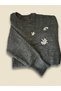 Women's stone detailed round neck stylish knit sweater - 7