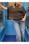 Women's Striped Bat Sleeve Crew Neck Knitwear Blouse