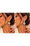Women's Stone Clover Dangle Earrings – Gold and Silver Color Sparkling Stylish Earrings - 2